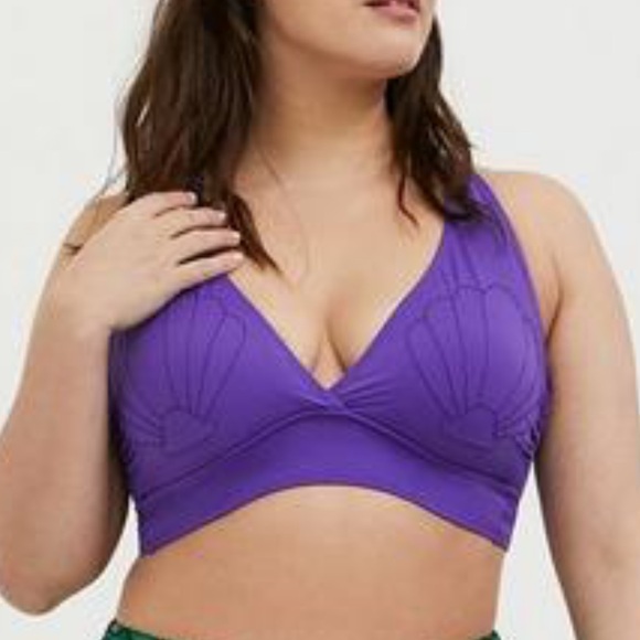 🆕 Disney The Little Mermaid Ariel Shell Purple Wireless Triangle Bikini Top 1Xl - Picture 2 of 10